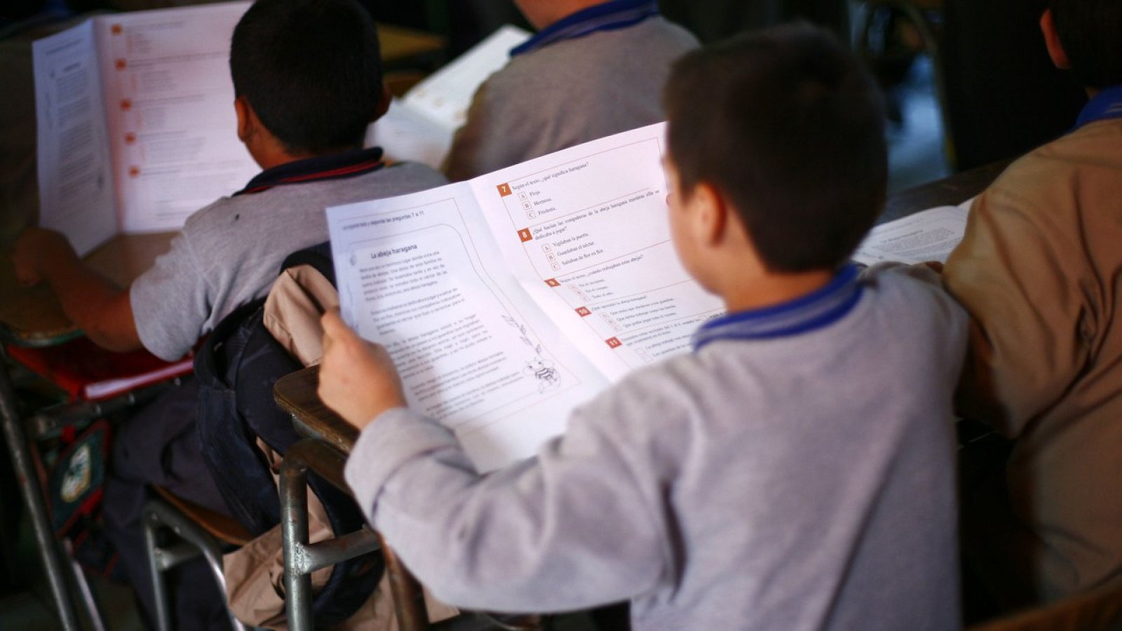 Estudiante de básica realizando el Simce