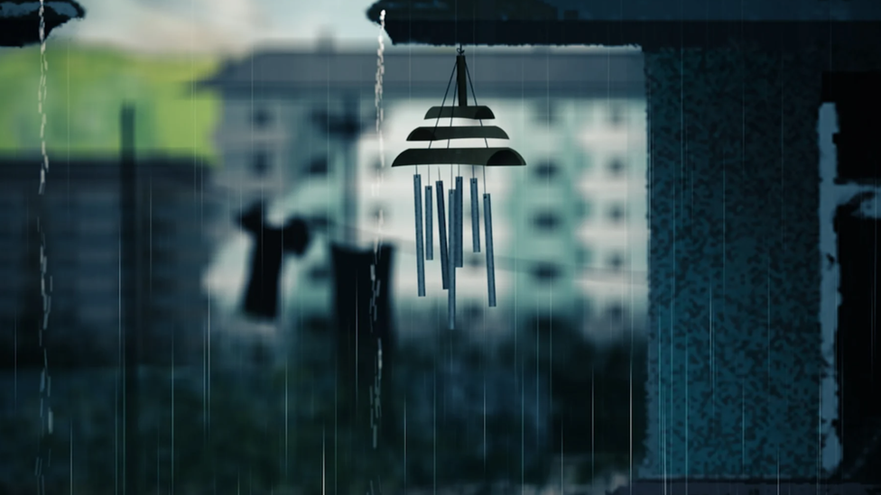 Animación de campanas de viento