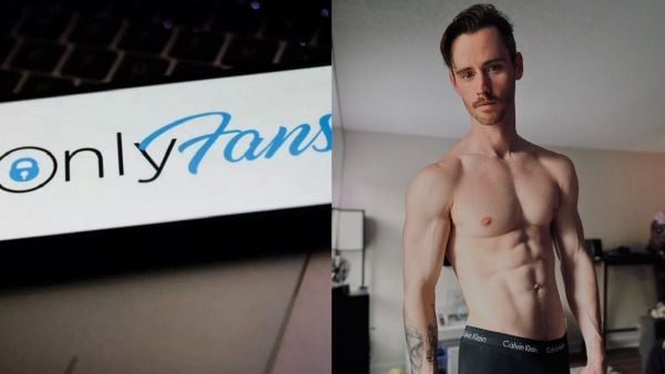 Logo de OnlyFans en celular y fotografía de Dan Benson