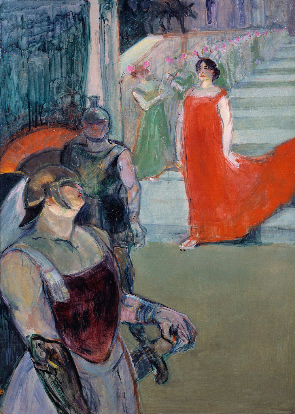 Mesalina bajando la escalera en la ópera "Mesalina" de Isidoro de Lara. Pintura de Henri de Toulouse-Lautrec