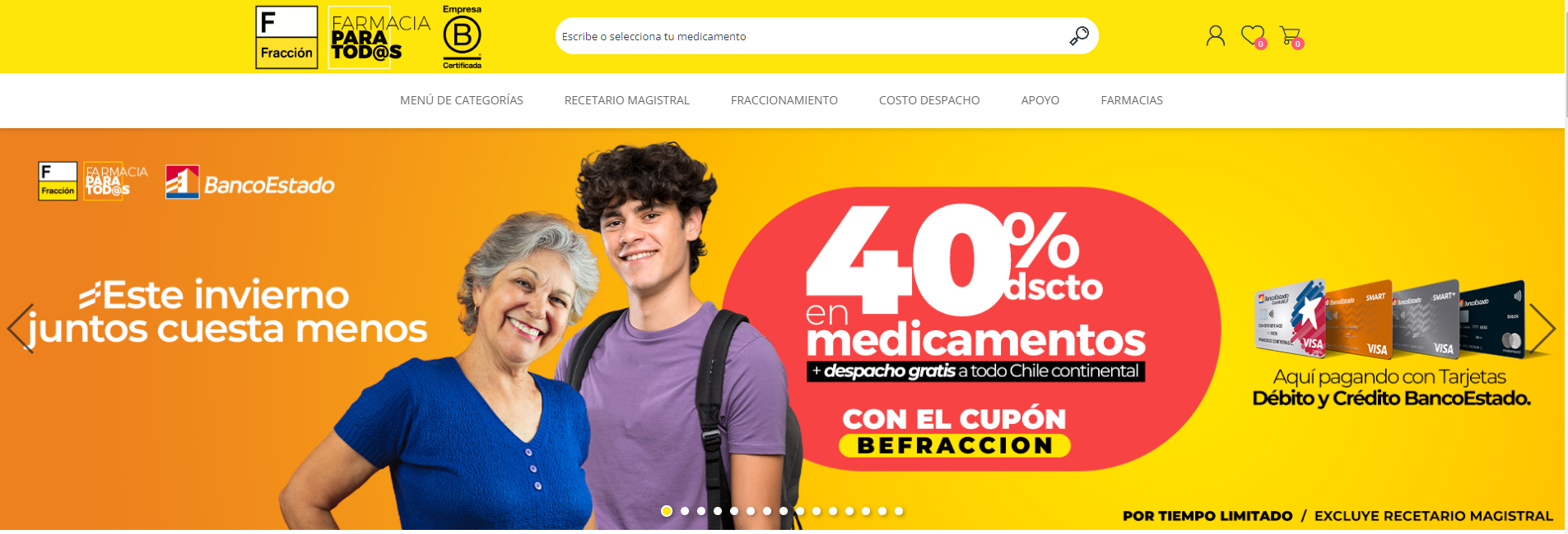 Página web de farmacia Fracción