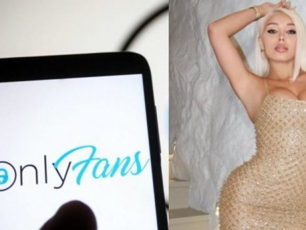 Logo de OnlyFans en celular y Daniella Chávez