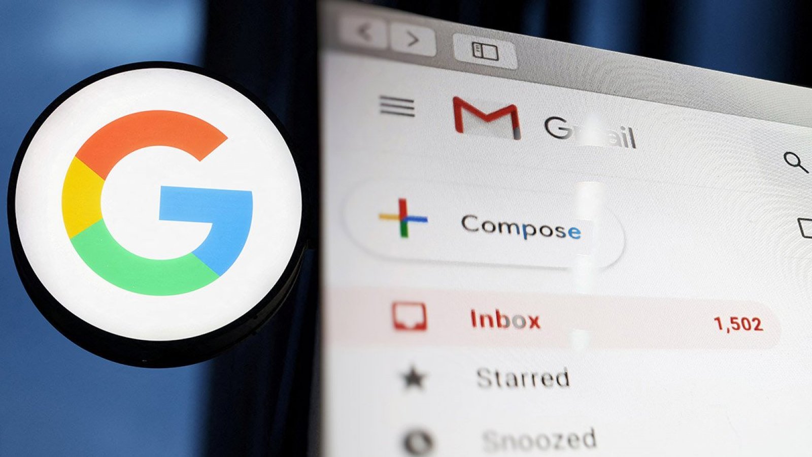 Logo de Google y sitio web de Gmail