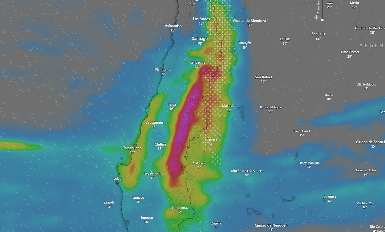 Lluvias en zona de cordillera de Windy.