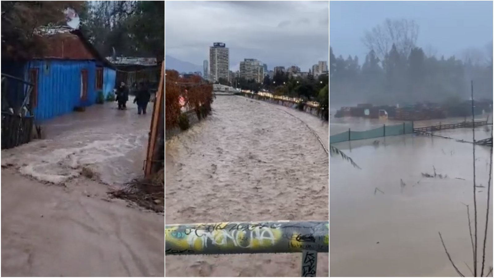 Crecidas ríos en regiones y Santiago.