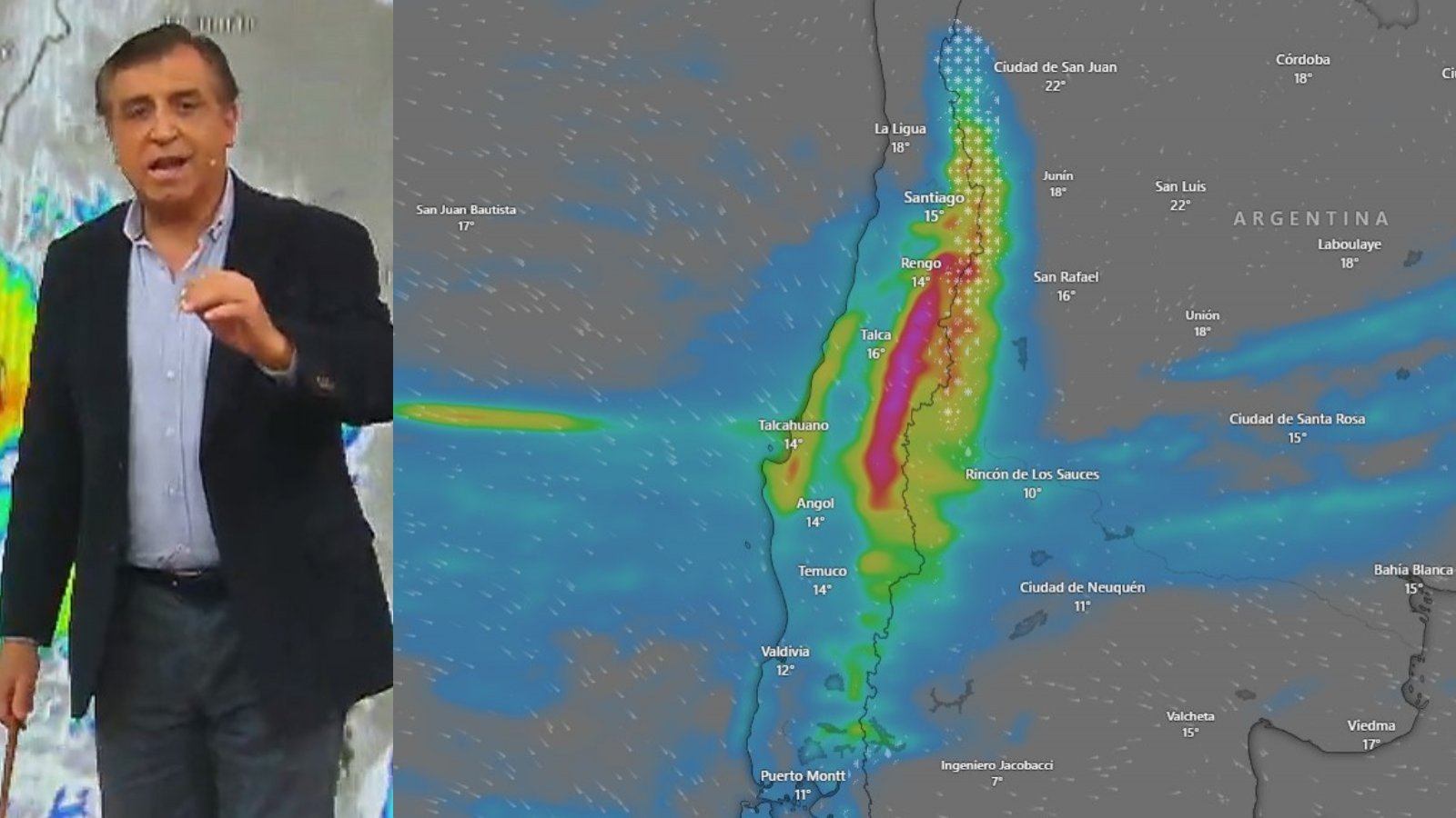 Iván Torres dando el pronóstico del tiempo.