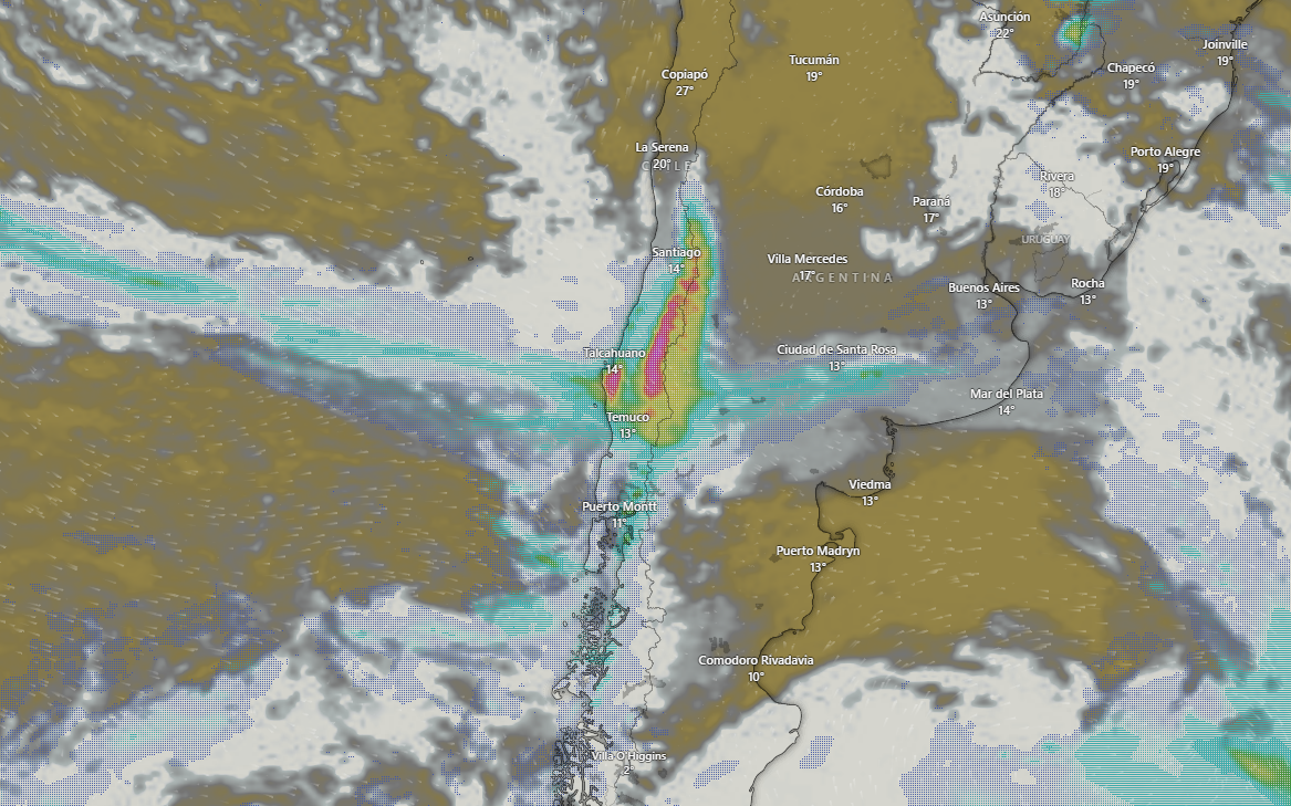 Representación de un río atmosférico.