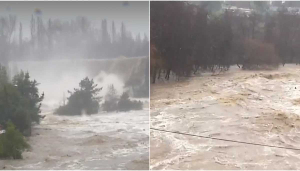 Increíble crecida del río Laja se llevó locales comerciales 24horas