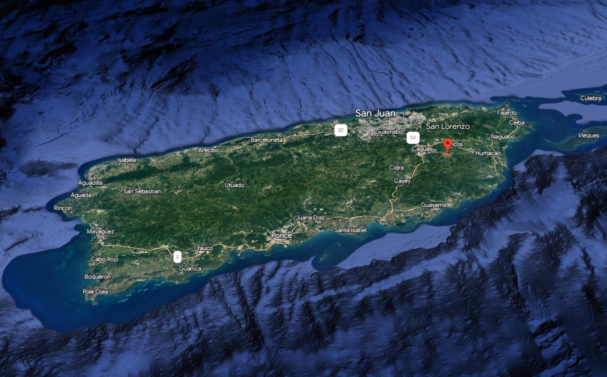 Captura de Google Earth de SAn Lorenzo en Puerto Rico.