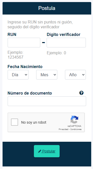 Captura de la postulación del Ingreso Mínimo Garantizado