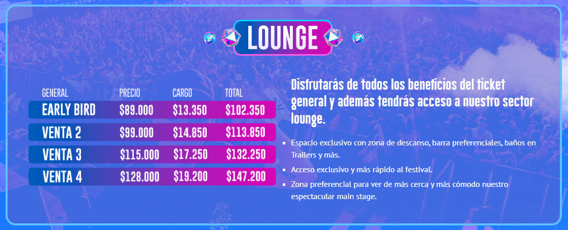 Entradas lounge para Dreambeach.