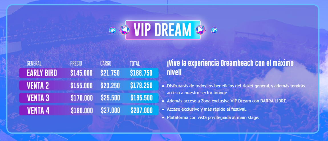 Entradas VIP para Dreambeach.