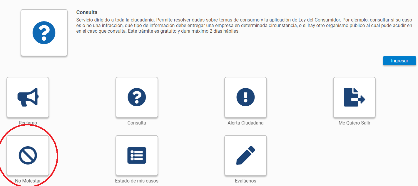 No molestar en Sernac.cl