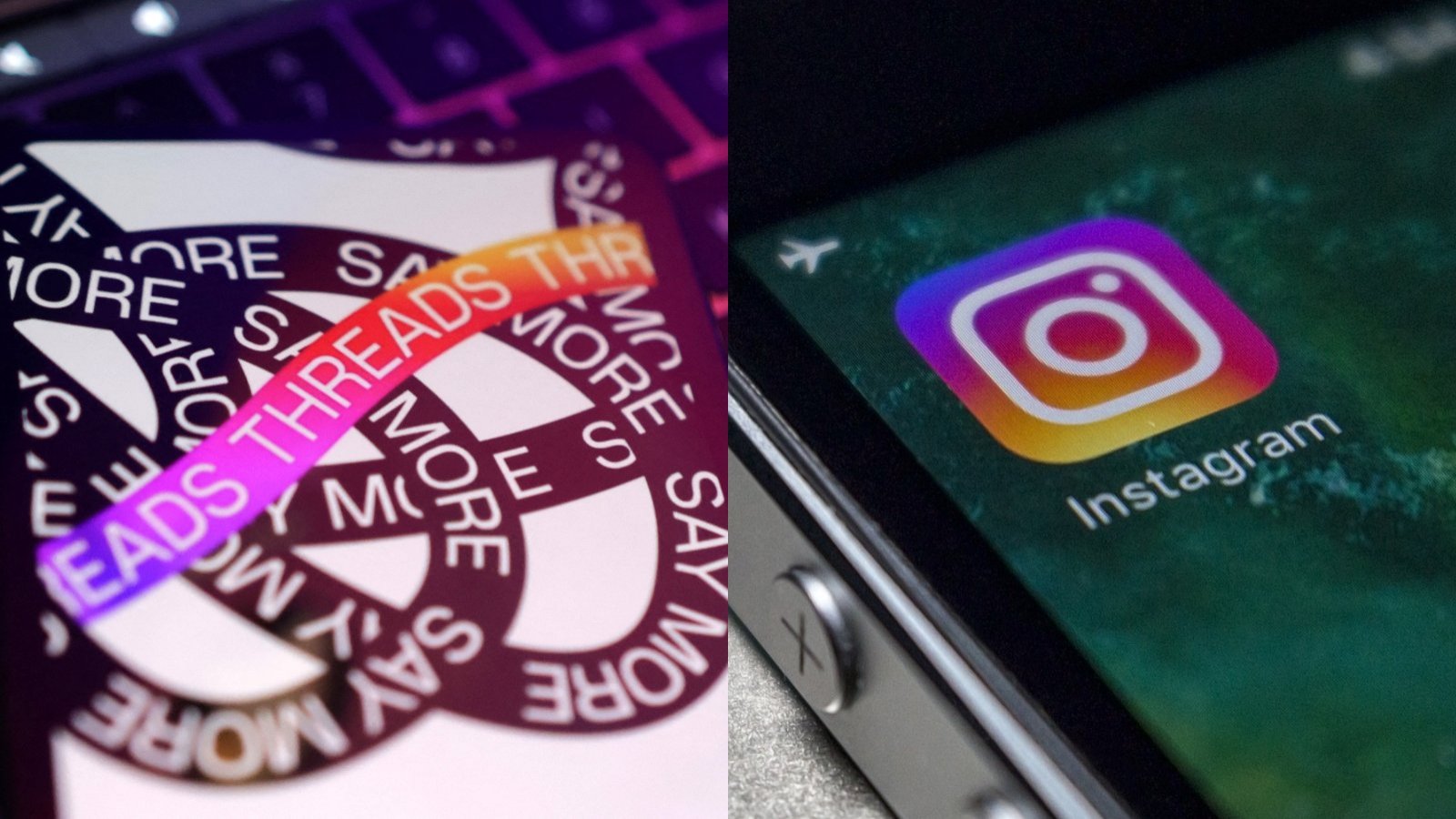 A la izquierda una imagen de Threads y a la derecha una imagen de Instagram.