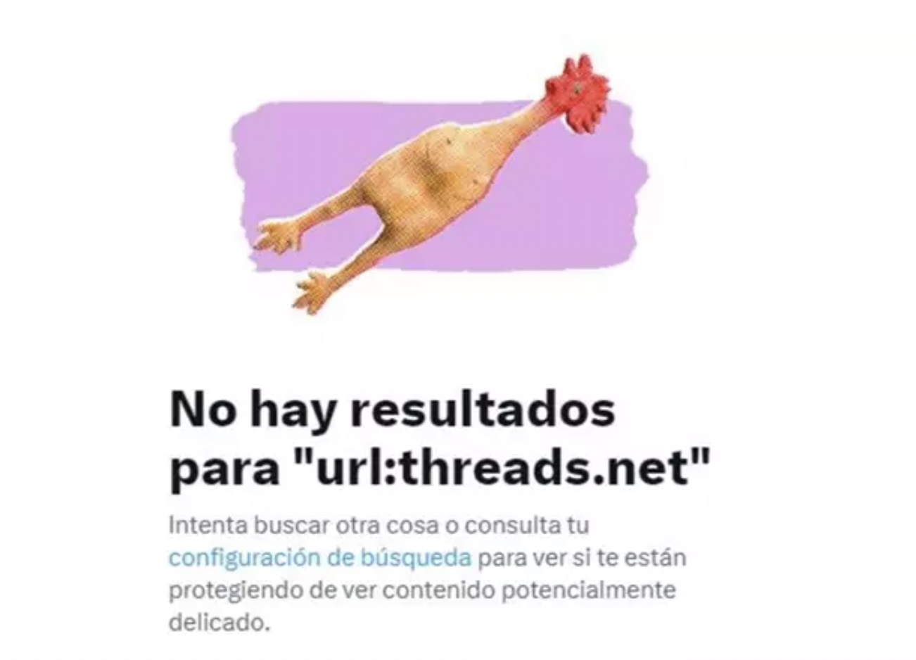 Captura de pantalla del buscador de Twitter sobre tHreads