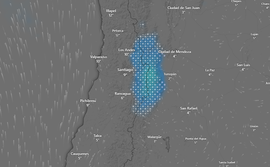 Nieve según windy.com