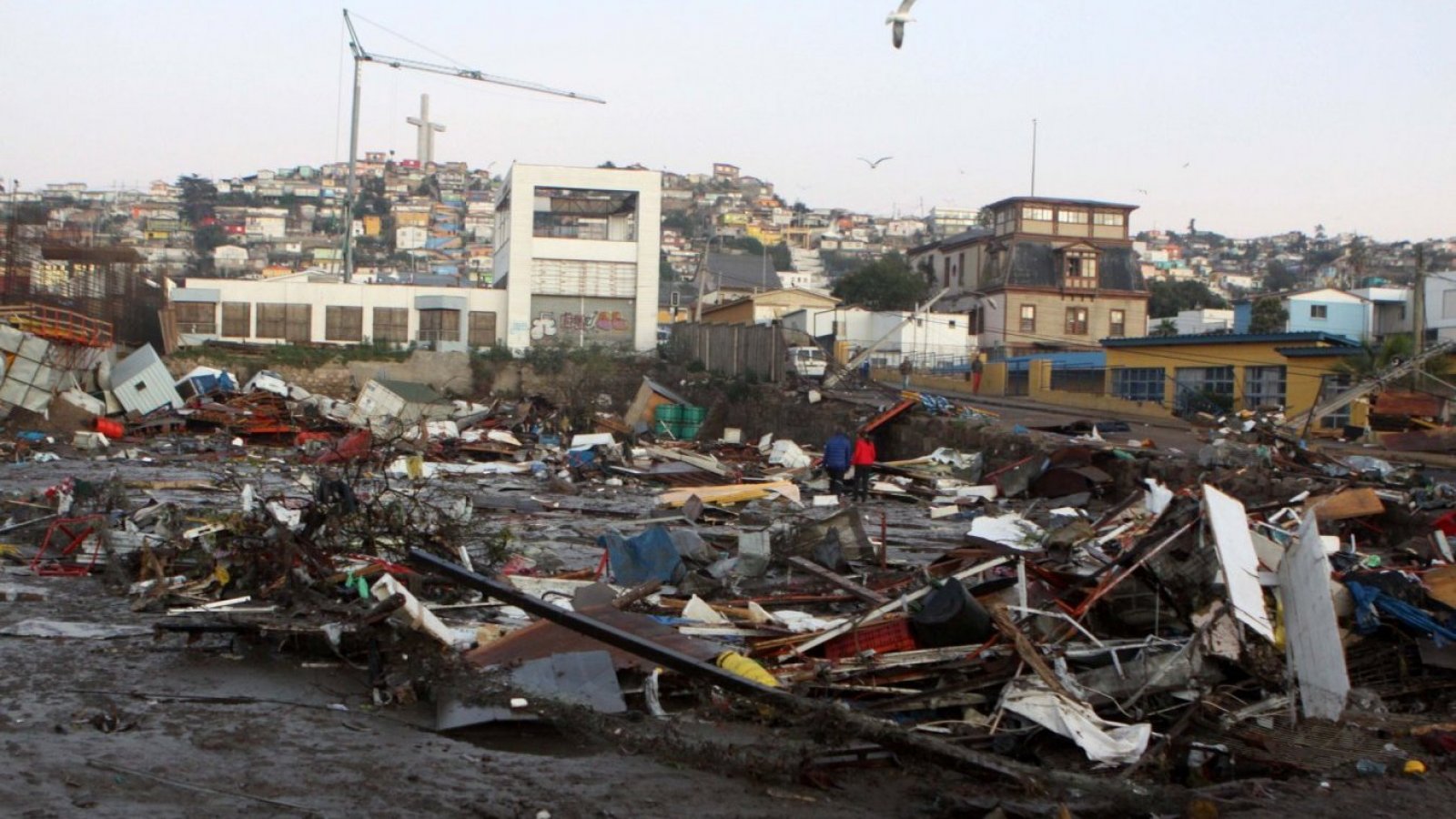 Desastre tras gran terremoto y tsumani en la región de Coquimbo, Chile