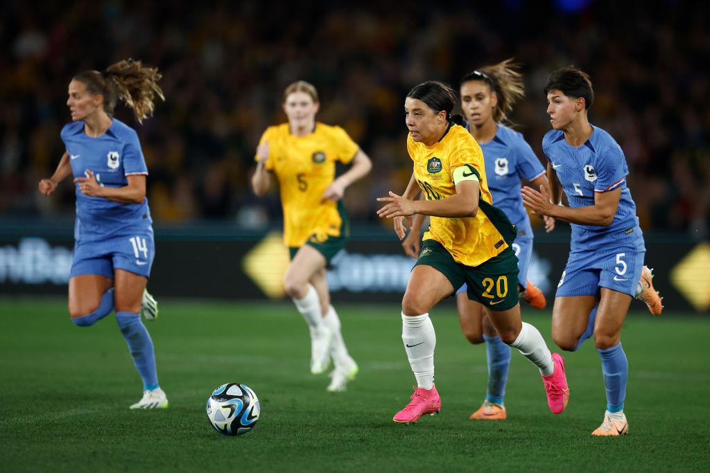 Sam Kerr en acción en un amistoso frente a Francia.