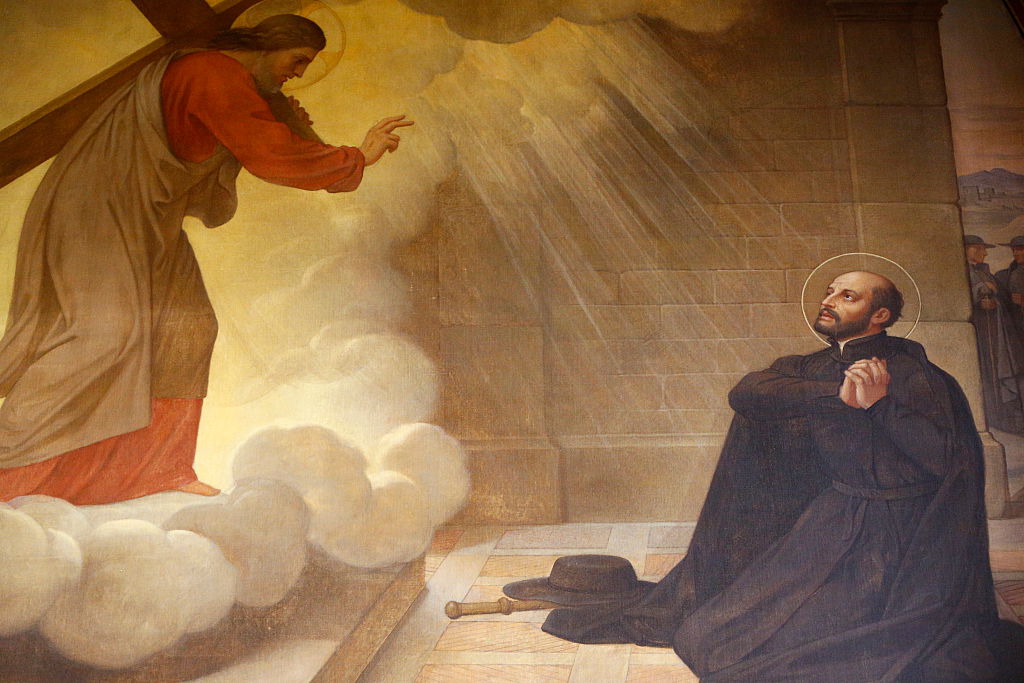 Cuadro de San Ignacio hablando con Cristo.