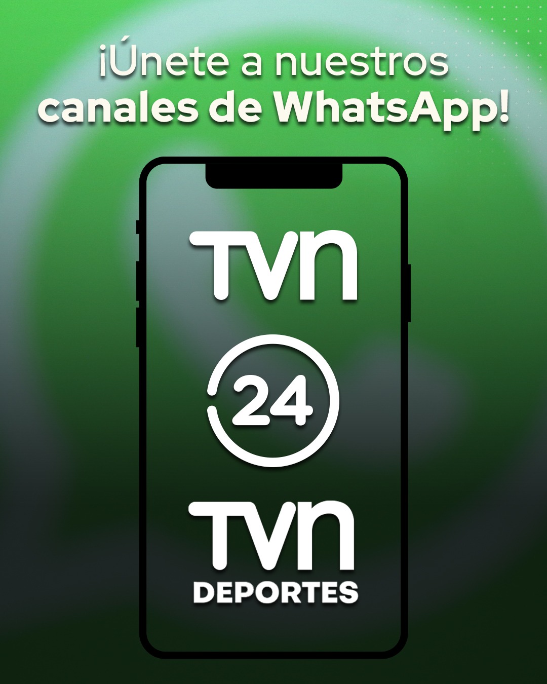 Canales de WhatsApp de 24 Horas y TVN.