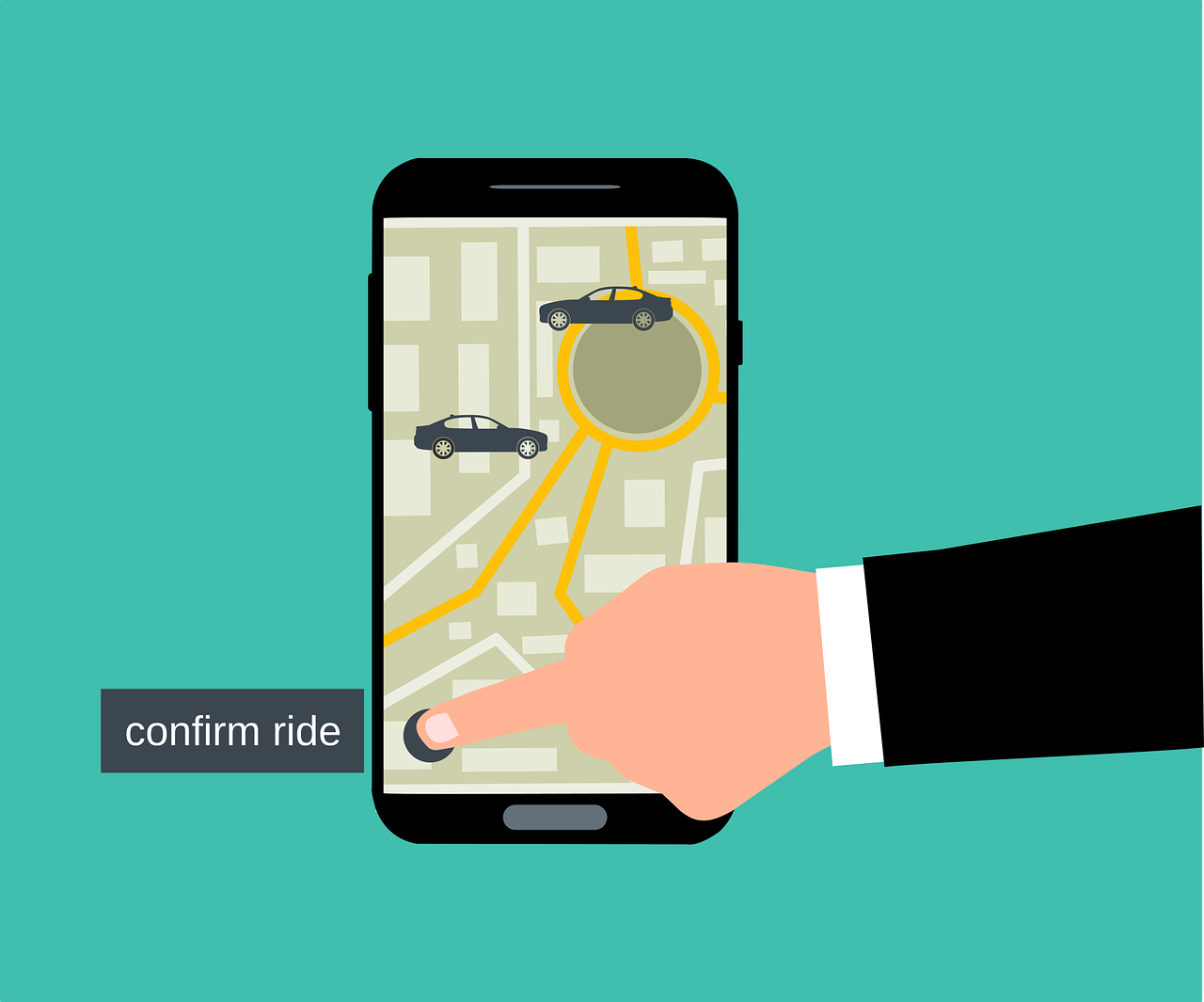 Uber. App. Confirmar viaje.