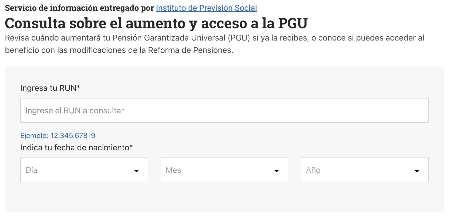 Consultar PGU con RUT