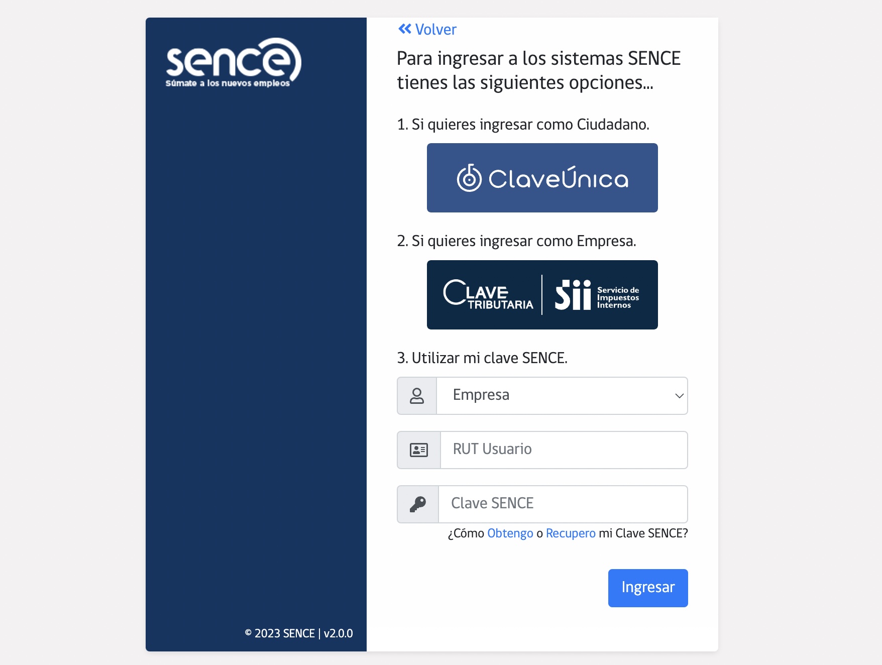 Portal web del SENCE
