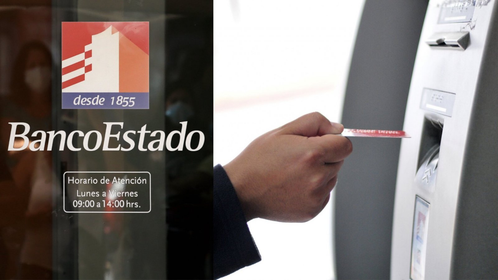 Banco Estado y tarjeta en cajero automático