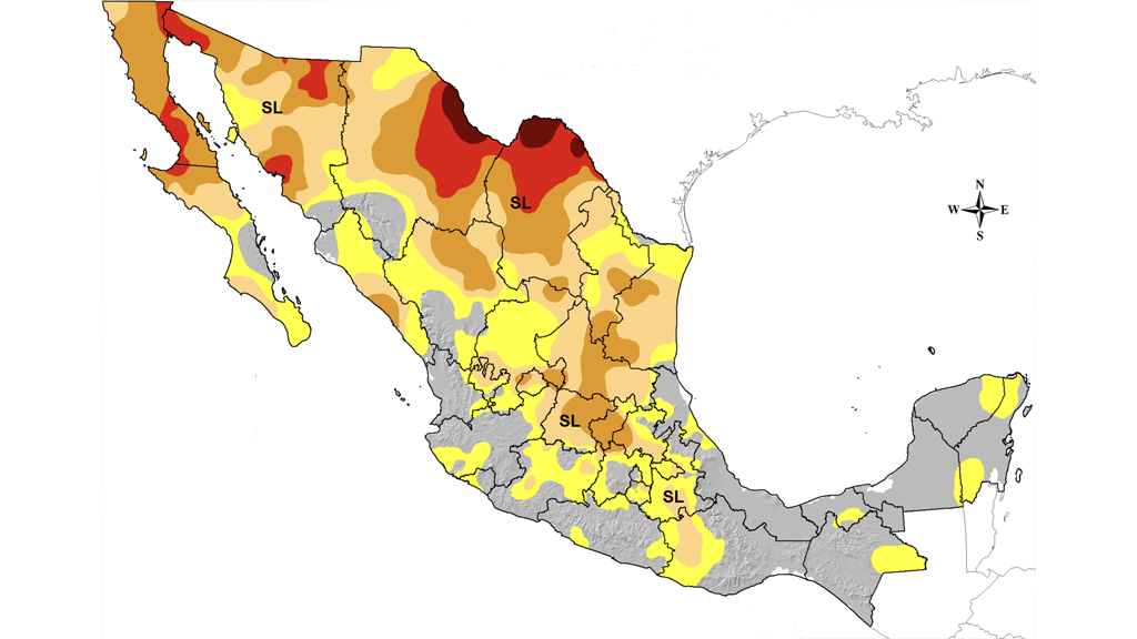 Un mapa de las regiones afectadas por la sequía en 2022