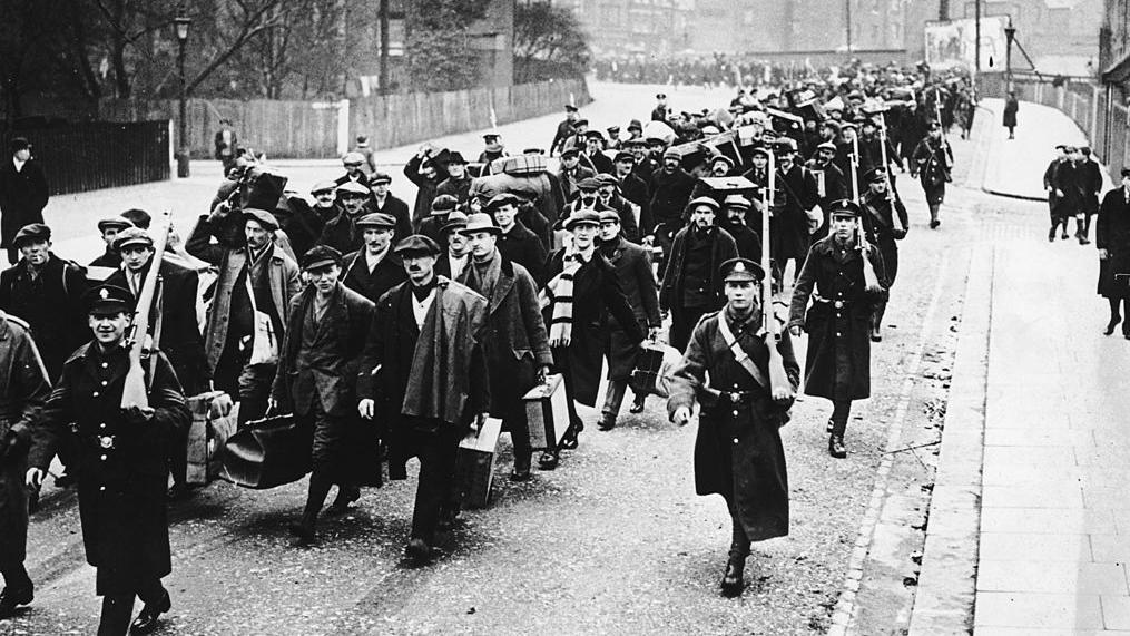 Reclutas británicos en 1914.