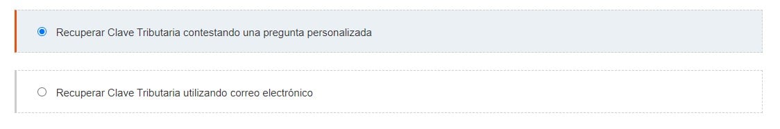 SII. opciones para recuperar clave tributaria. 