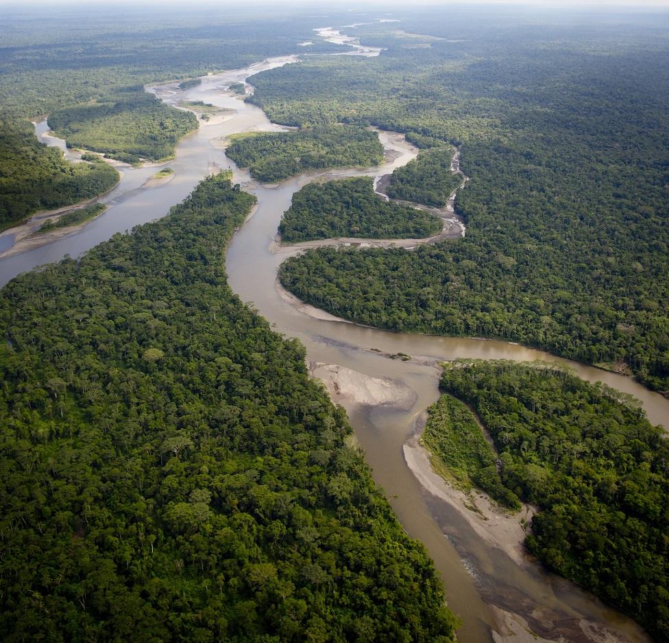 Toma aérea de la Amazonía de Ecuador