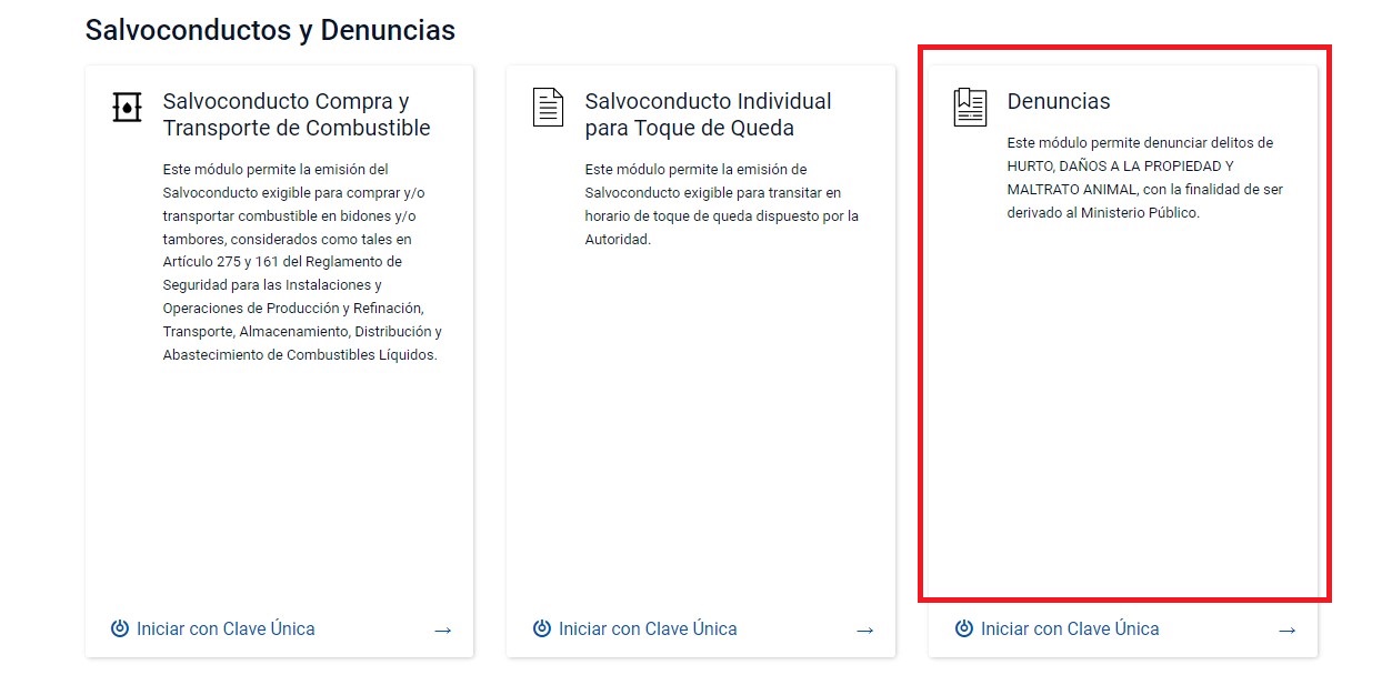 Comisaría Virtual. Carabineros. Denuncias.