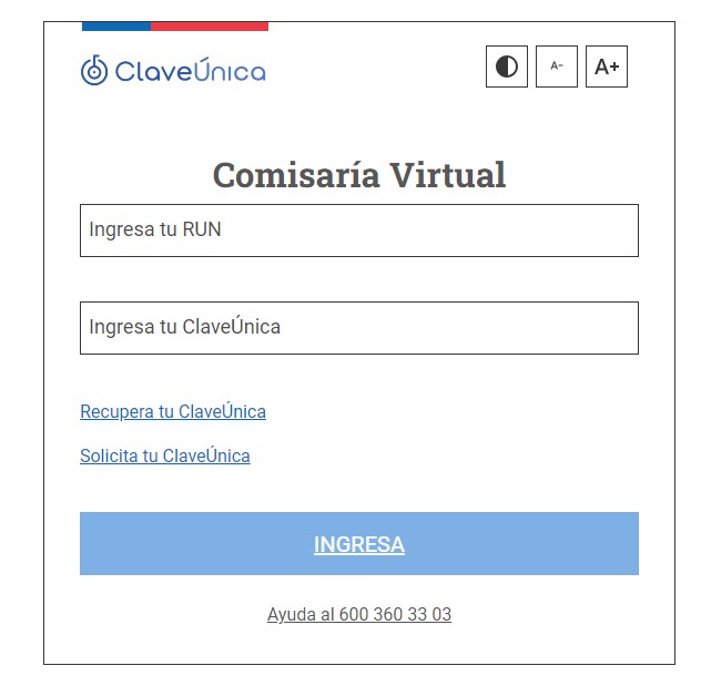 Comisaría Virtual. Carabineros. Clave única. 