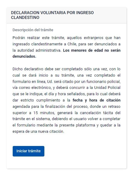 Declaración voluntaria. PDI. 