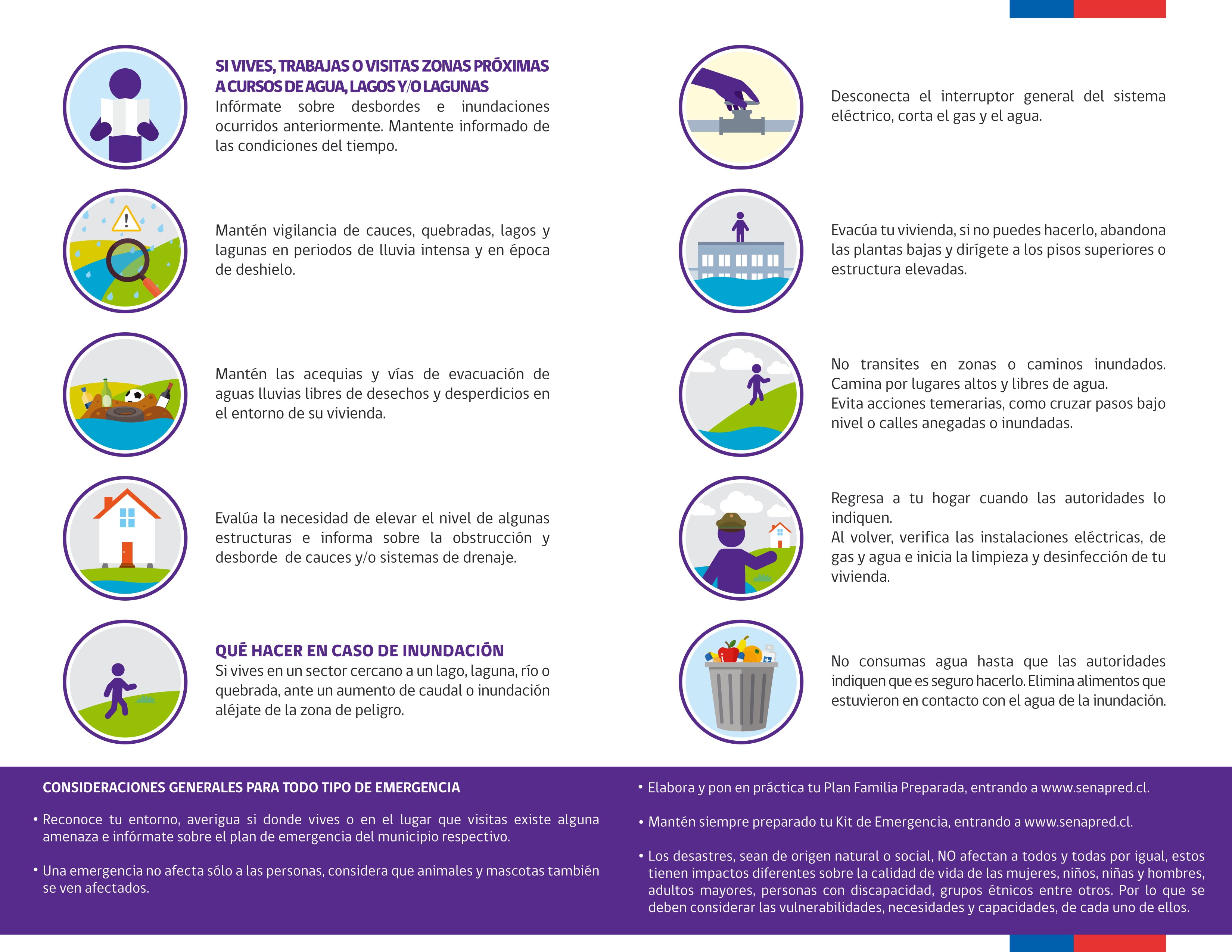 Senapred información sobre inundaciones