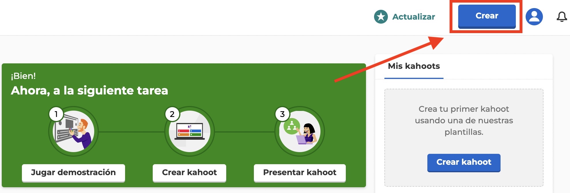 Kahoot! Crear cuenta