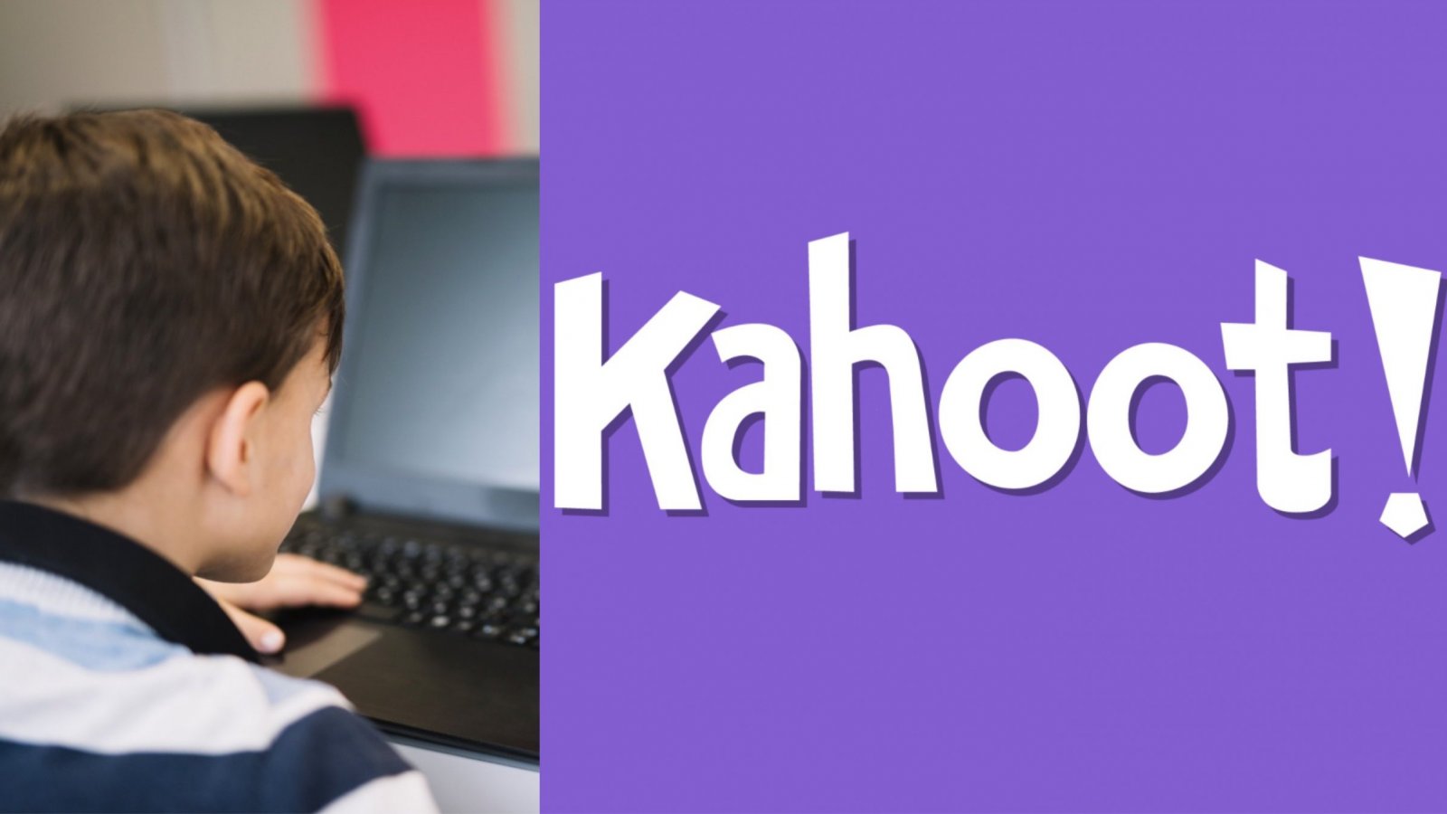Estudiante en computador y logo Kahoot!