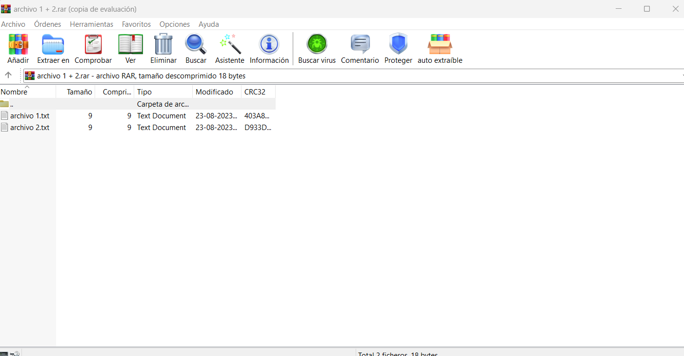 Archivos comprimidos en WinRAR