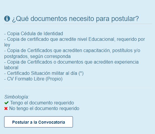 Empleos Públicos. Postular a la convocatoria. 