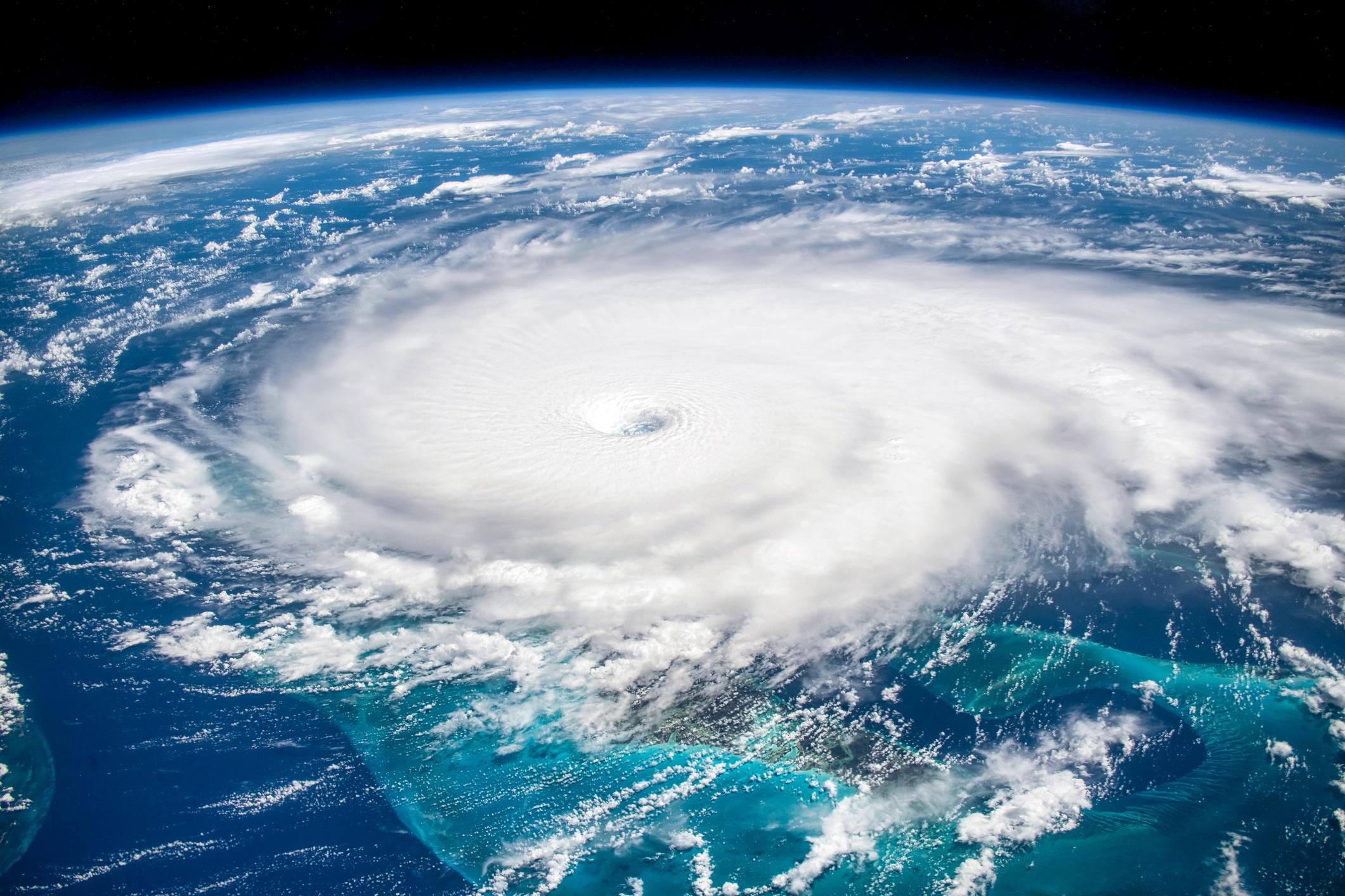 Vista aérea de un huracán