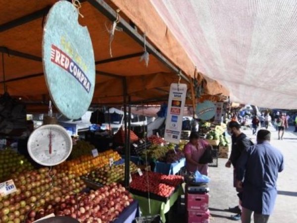 Bolsillo familiar electrónico. Feria de alimentos.
