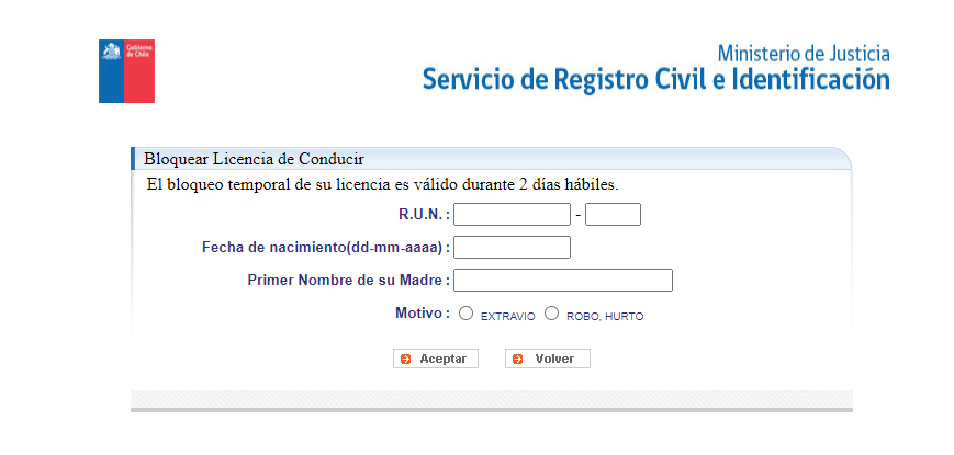 Registro civil. Solicitud bloqueo temporal. 