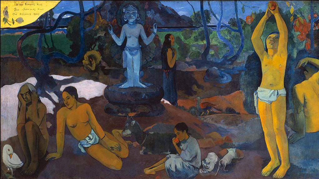 Detalle de "D'où venons nous? Que sommes nous? Où allons nous?", Paul Gauguin, 1897.