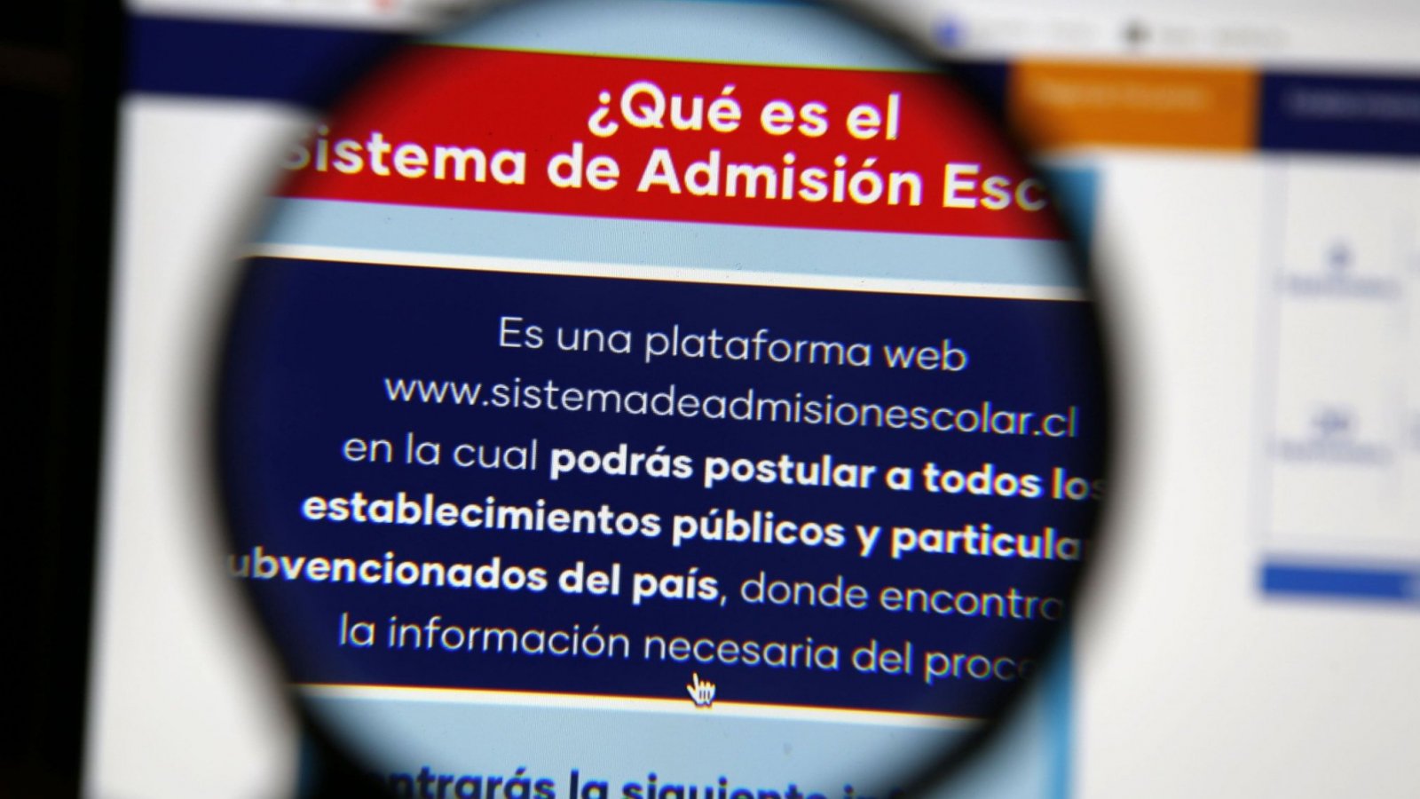 Página web Sistema de Admisión Escolar SAE.