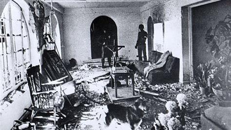 La casa de Salvador Allende tras ser bombardeada.
