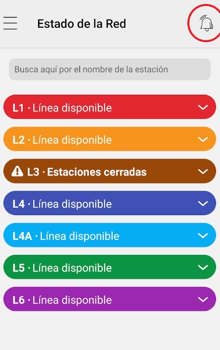 Metro de Santiago. App oficial con líneas disponibles. 