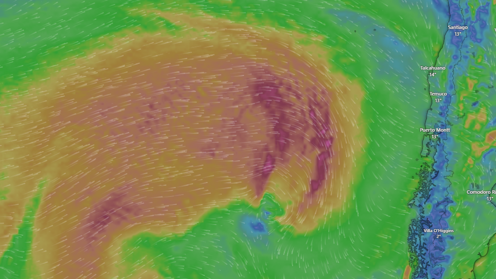 Pronóstico de río atmosférico en zona central.