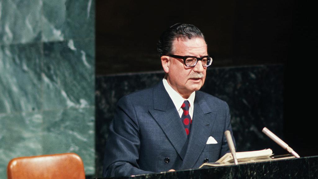 Salvador Allende dando su histórico discurso ante la Asamblea General de las Naciones Unidas.
