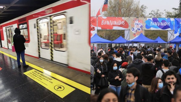 Metro de Santiago y fonda de Fiestas Patrias.